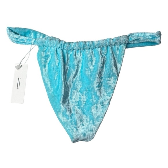 INAMORATA NEPTUNE CRUSHED VELVET FROST RUCHED HIGH WAIST BIKINI BOTTOMS - Picture 3 of 10